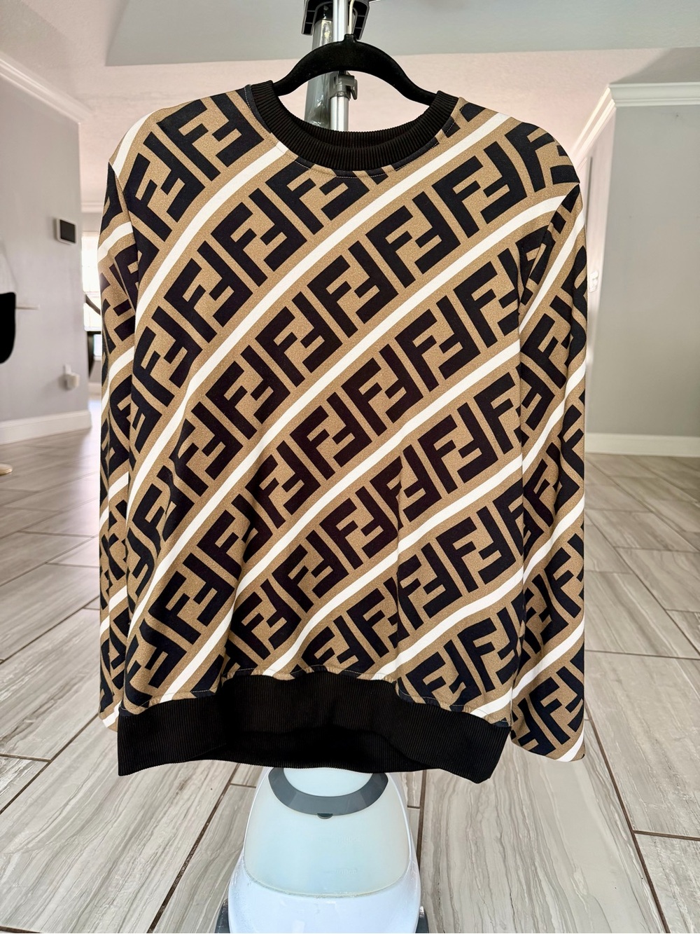 Fendi FF Zucca Monogram Cotton Crewneck Sweatshirt Size M